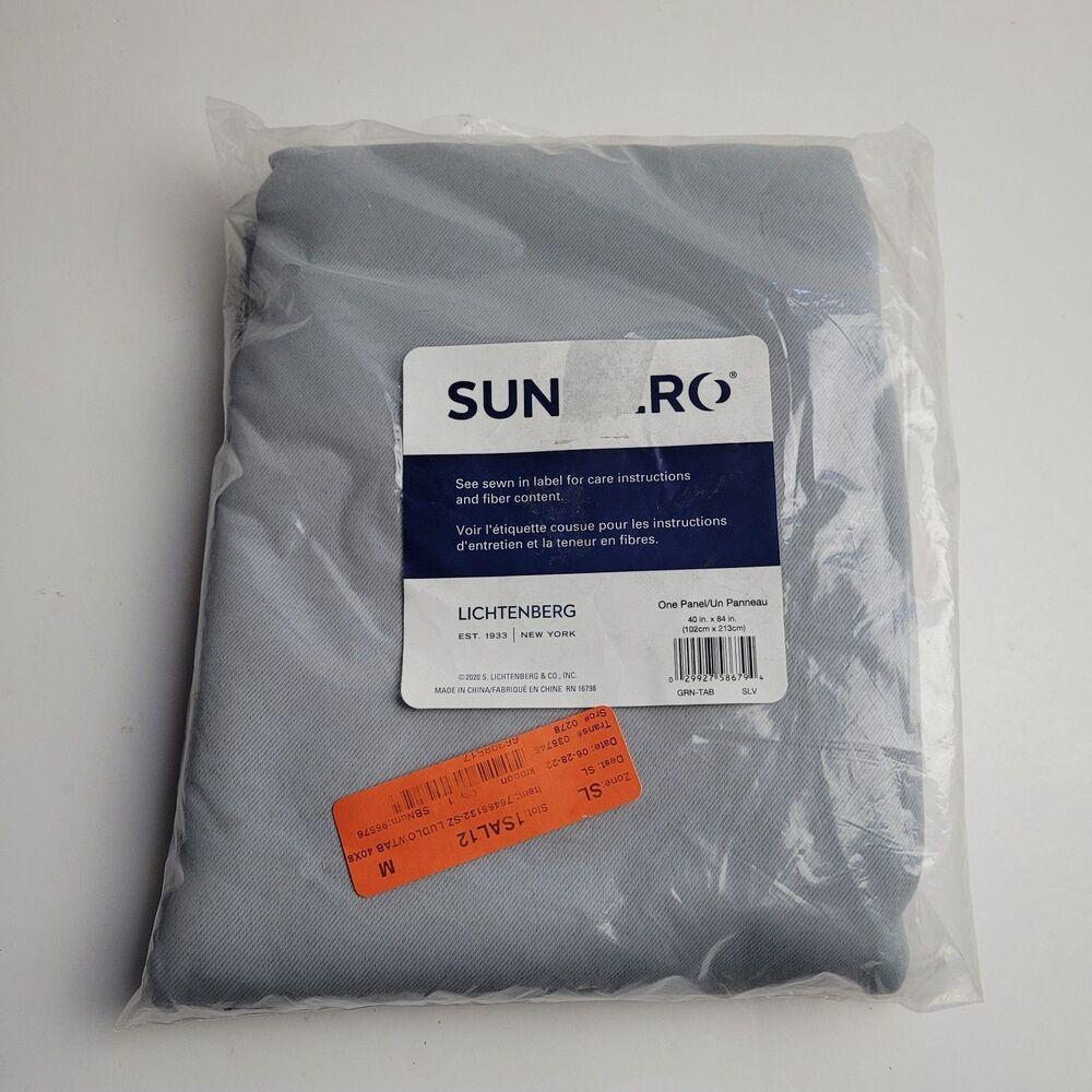 NEW Sun Zero Energy Saving Blackout Tab Top Curtain Panel 40x84in Silver #BT1